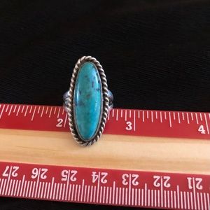 Oval silver & turquoise ring